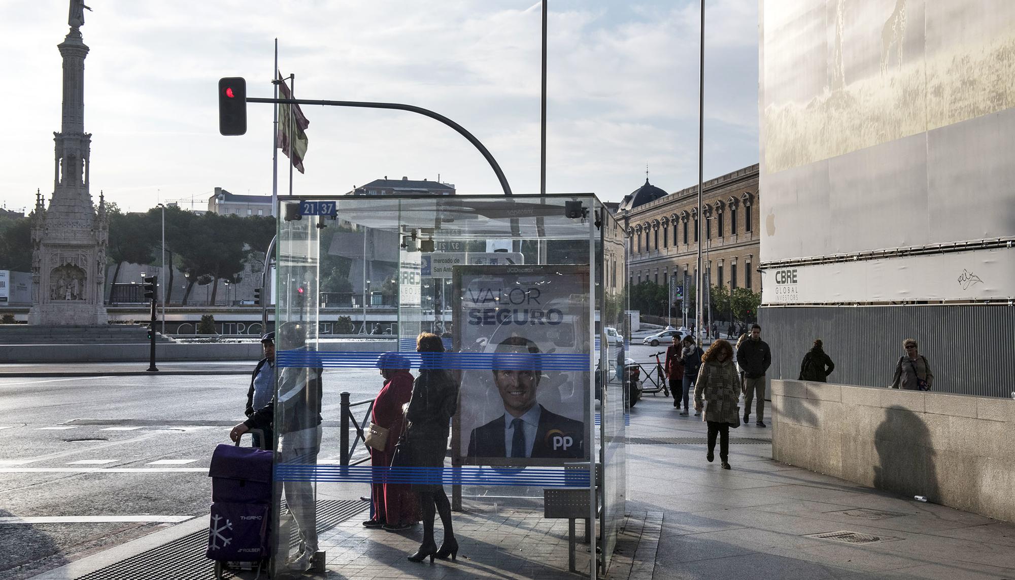 Propaganda electoral PP en la Plaza de Colon